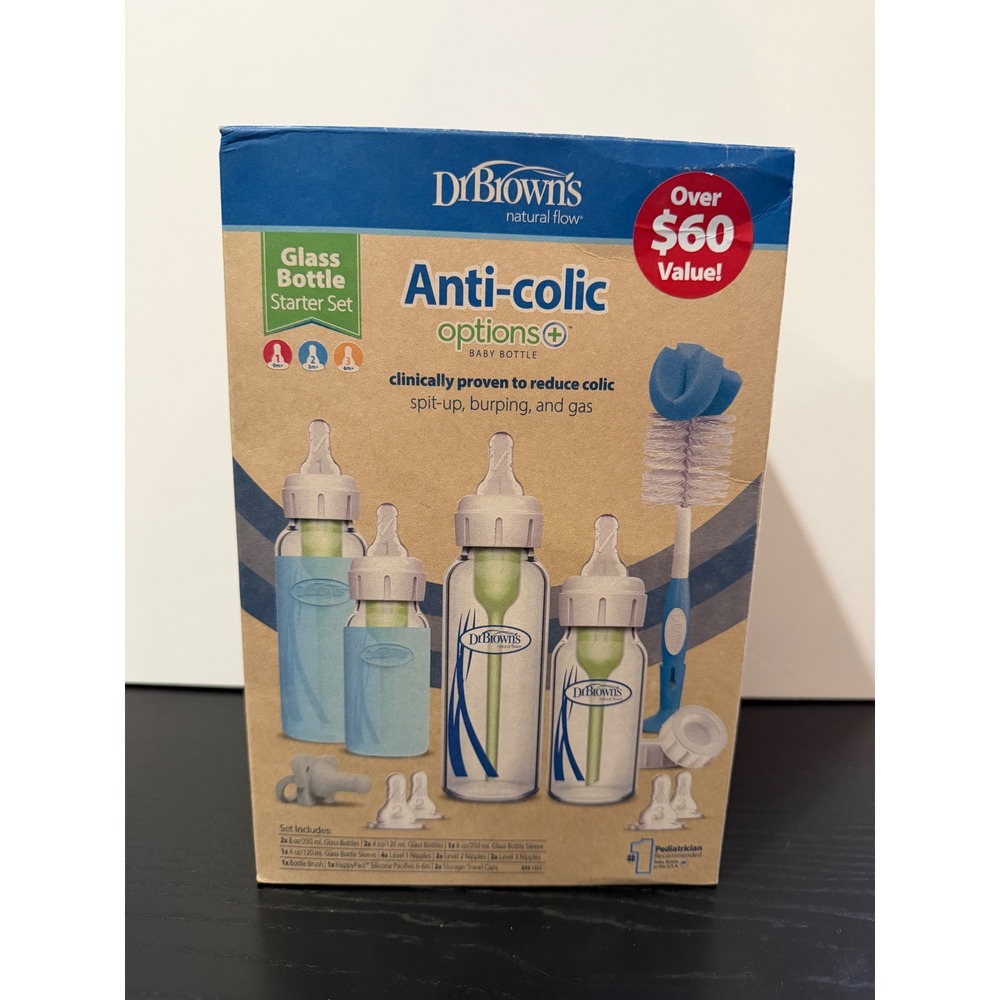 Dr. Browns Natural Flow Anti-Colic Options Plus Glass Bottle Starter Set NEW